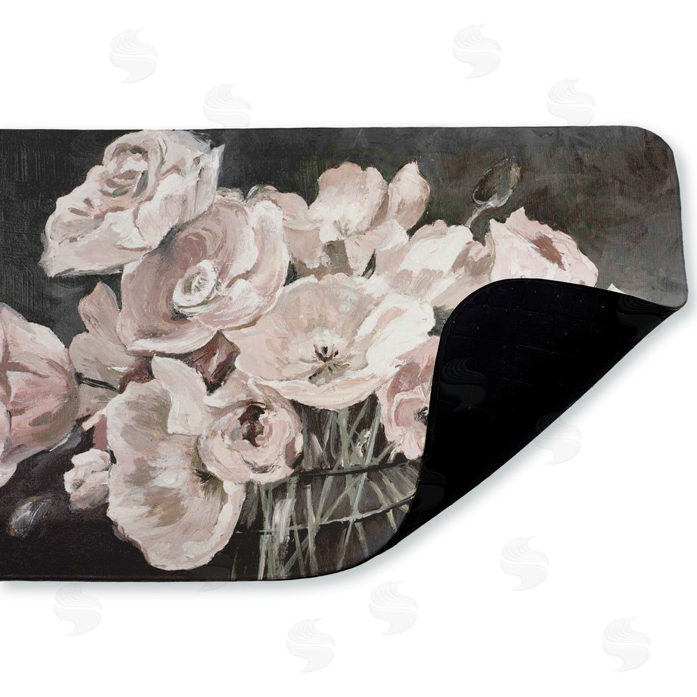 Patricia Pinto Flowers In Clear Vase Kitchen Floor Mat