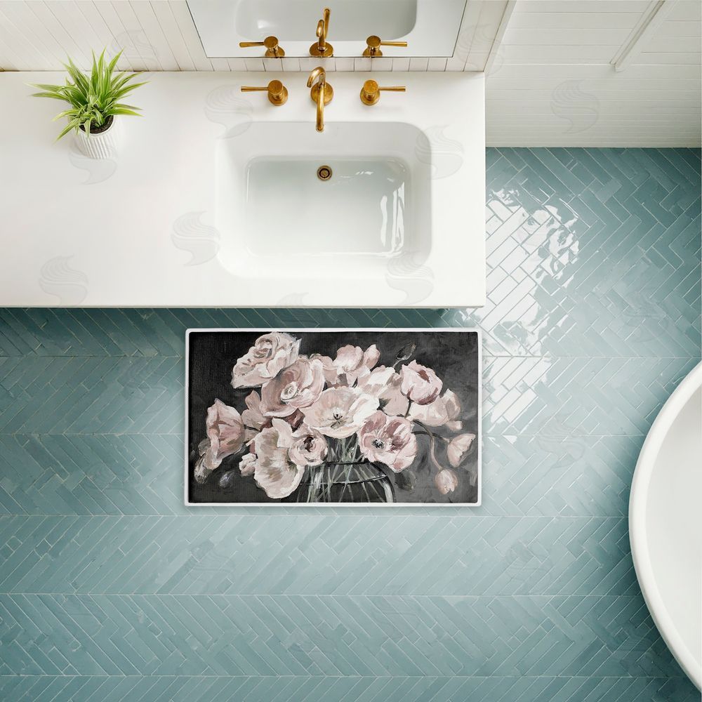 Patricia Pinto Flowers In Clear Vase Plush Bathroom Floor Mat