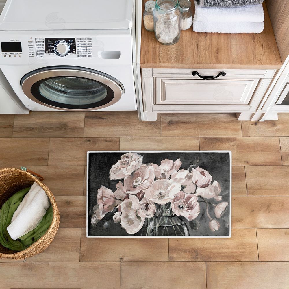 Patricia Pinto Flowers In Clear Vase Plush Bathroom Floor Mat