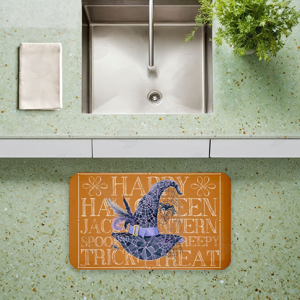 Paul Brent Witchy Hat & Spooky Phrases Kitchen Floor Mat