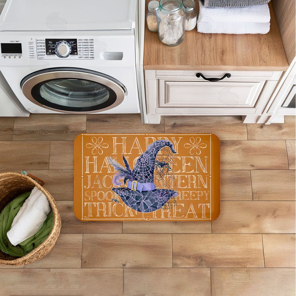 Paul Brent Witchy Hat & Spooky Phrases Kitchen Floor Mat