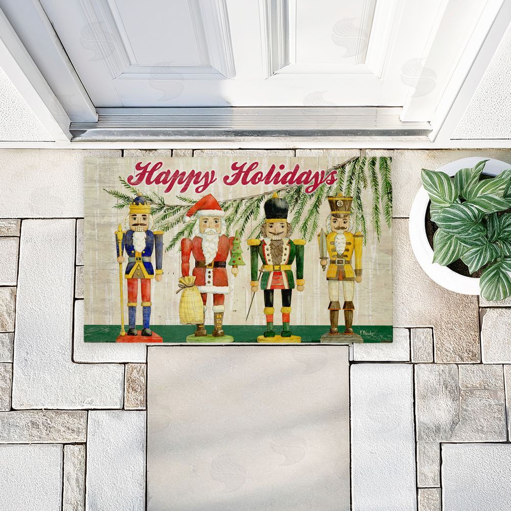Paul Brent Classic Nutcrackers Happy Holidays Unwoven Outdoor Door Mat