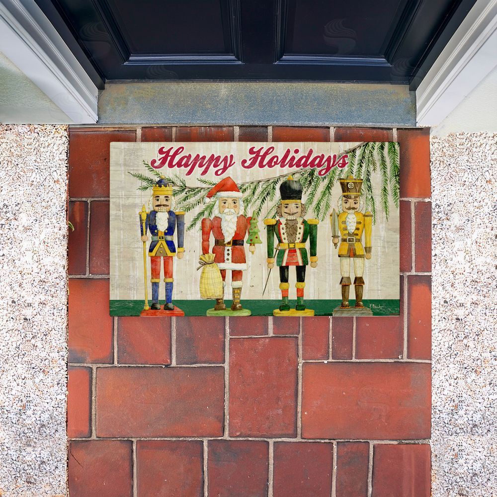 Paul Brent Classic Nutcrackers Happy Holidays Unwoven Outdoor Door Mat