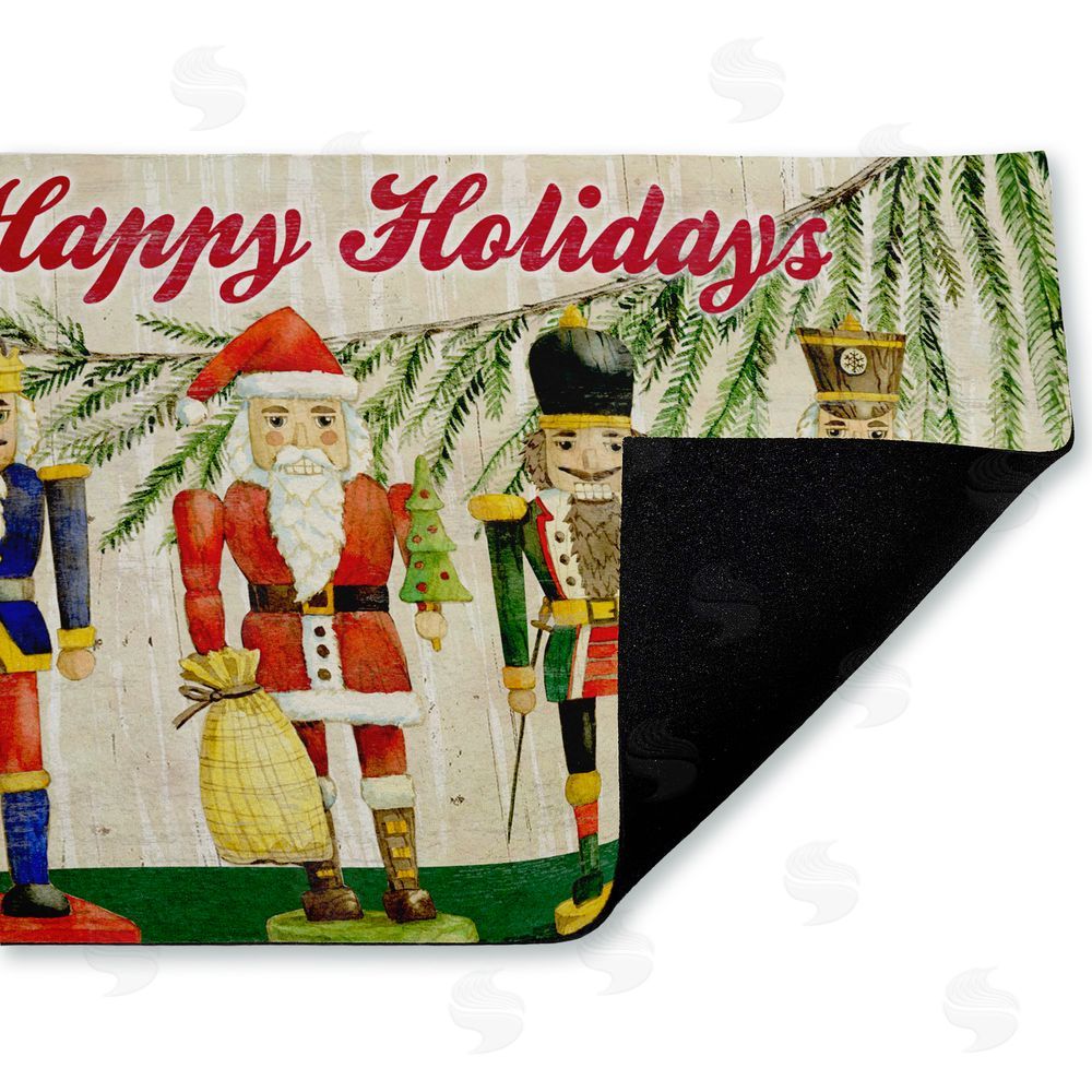 Paul Brent Classic Nutcrackers Happy Holidays Unwoven Outdoor Door Mat