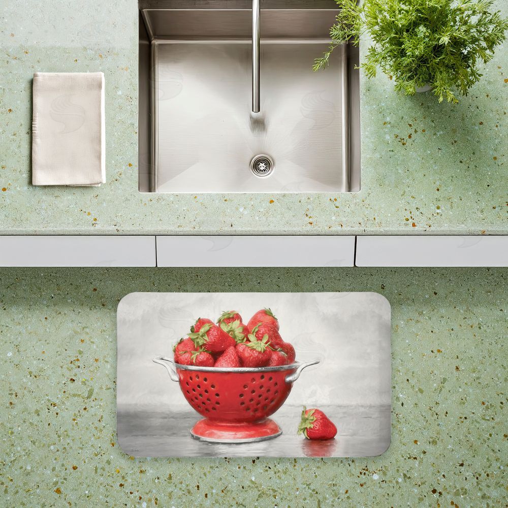 Lori Deiter Colander of Fresh Strawberries Kitchen Floor Mat