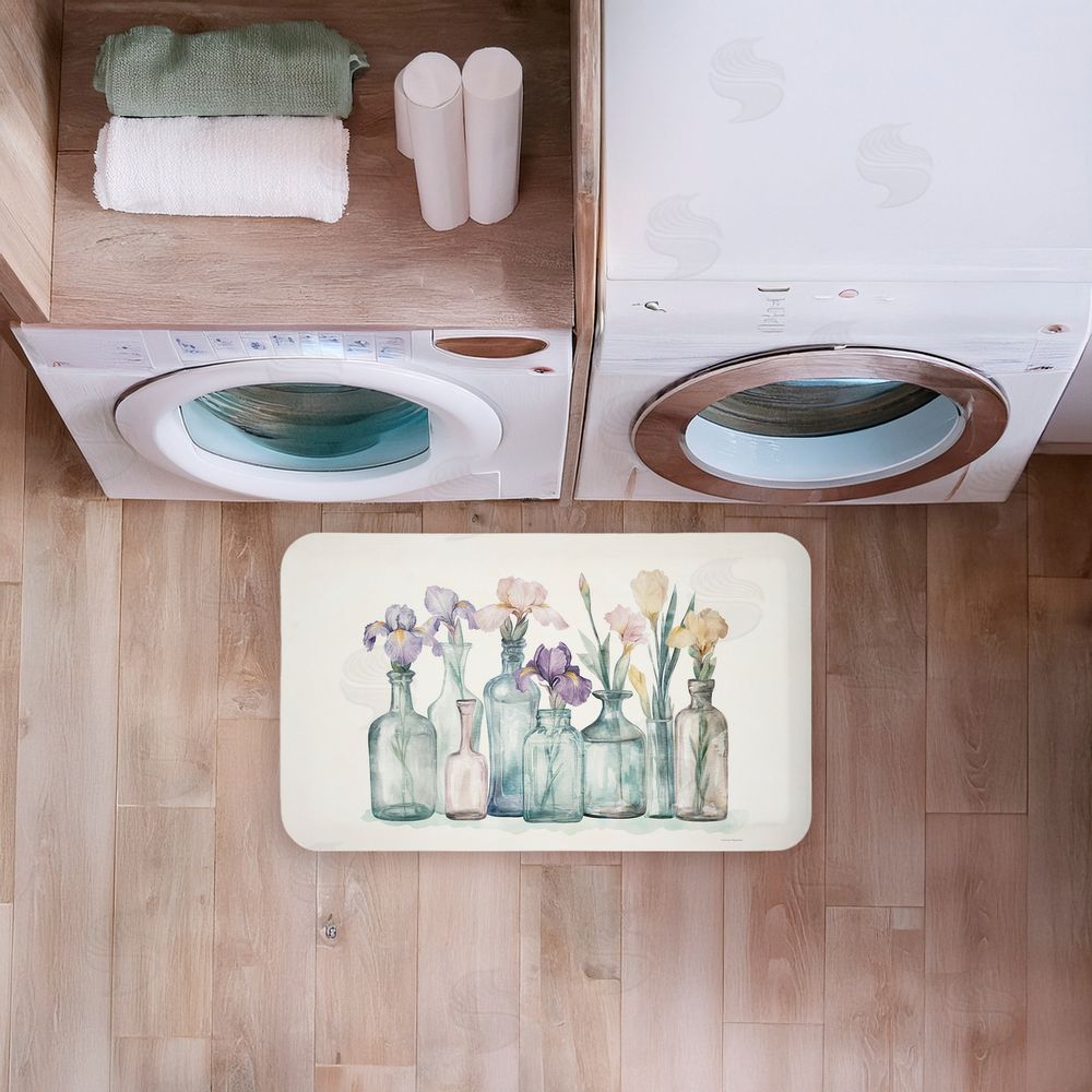 Svetlana Aleynikova Pastel Toned Iris Vases Kitchen Floor Mat