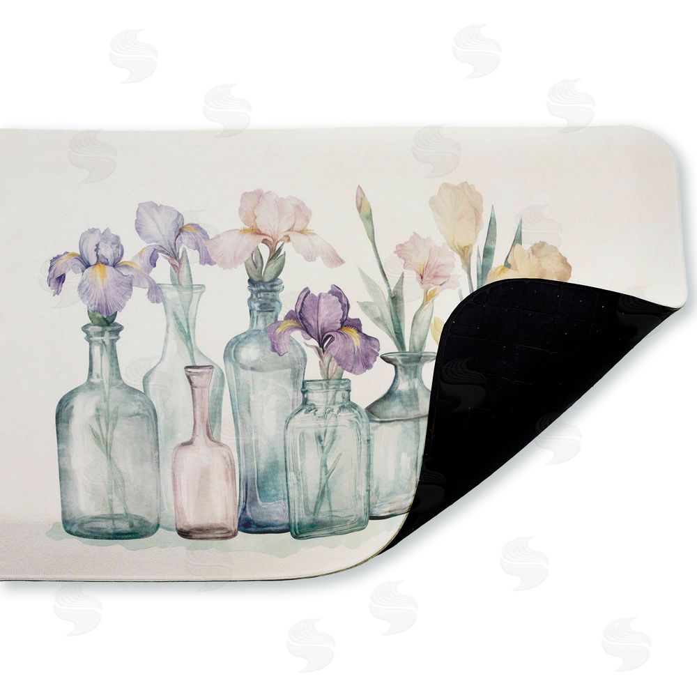 Svetlana Aleynikova Pastel Toned Iris Vases Kitchen Floor Mat