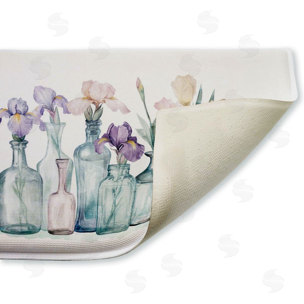Svetlana Aleynikova Pastel Toned Iris Vases Plush Bathroom Floor Mat