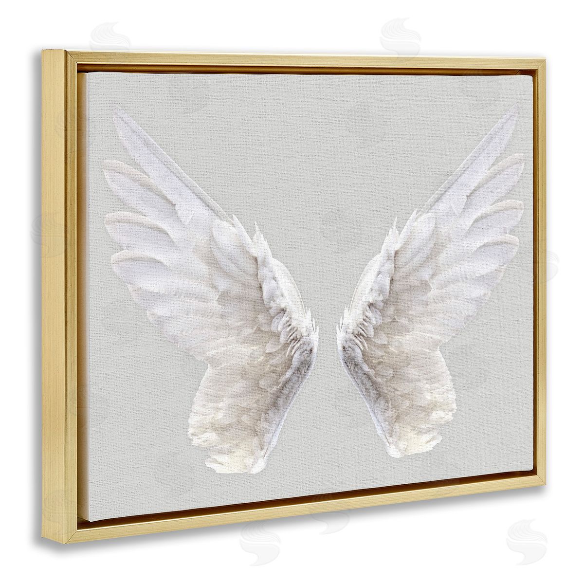 Angel Wings on Grey Gold Floating Frame Canvas Wall Art, Home Decor by Stupell Studio