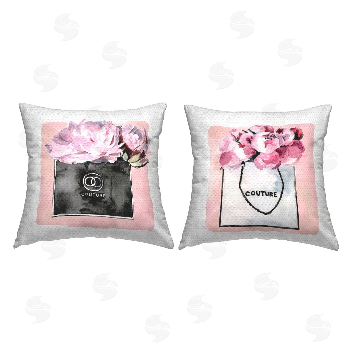 Pink Glam Designer Brand Flower Bouquet Outdoor Printed Pillow, Home Decor by Jennifer Paxton Parker