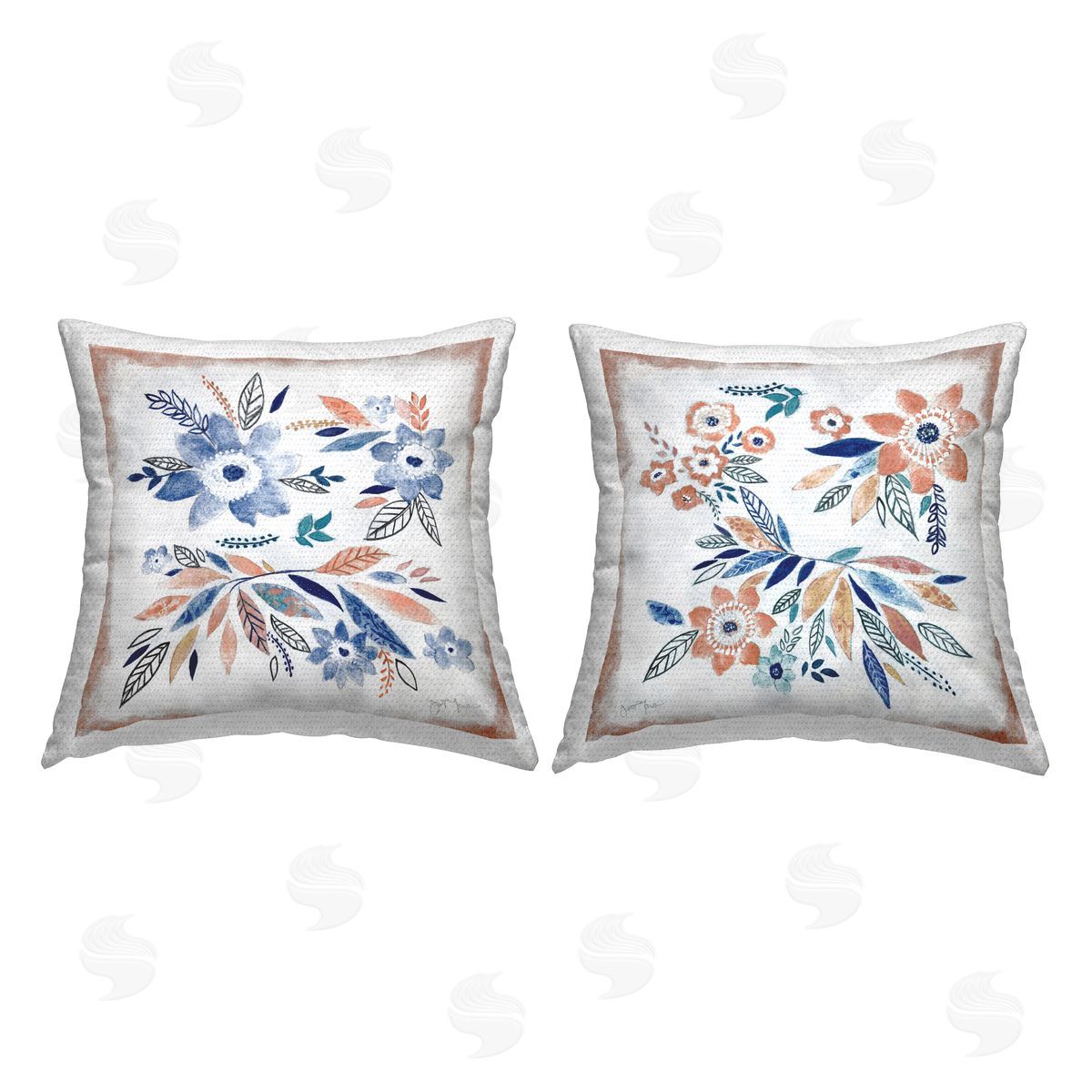 Rustic Floral Blossom Pattern Outdoor Printed Pillow, Home Decor by Janet Tava