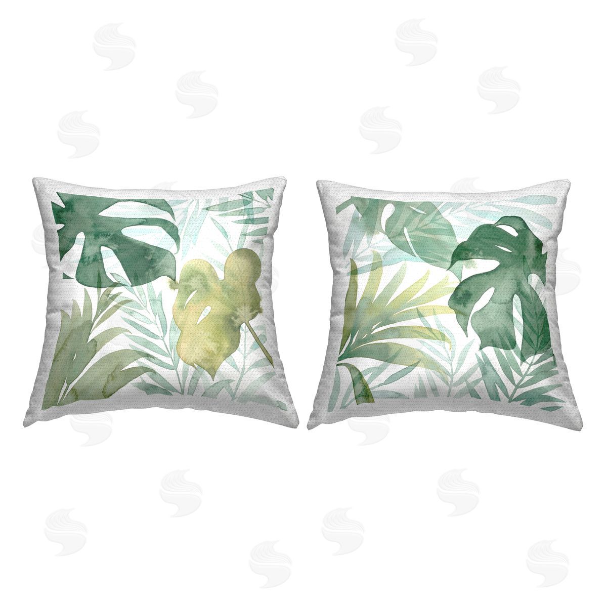 Tropical Green Leaves Pattern Outdoor Printed Pillow, Home Decor by Grace Popp