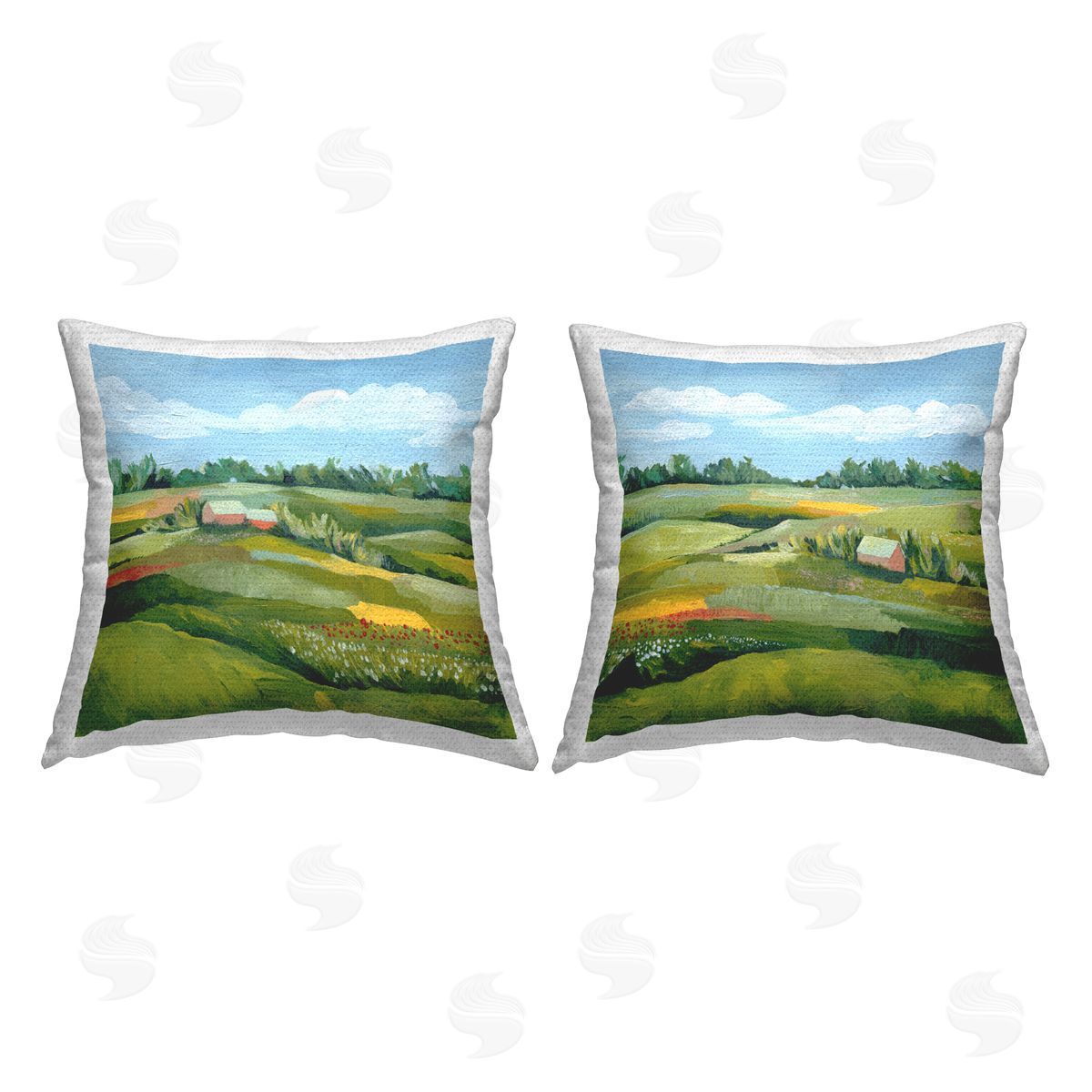 Rural Countryside Farm Landscapes Outdoor Printed Pillow, Home Decor by Grace Popp