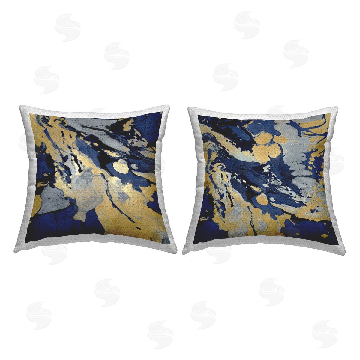 Blue Glam Marbled Forms Outdoor Printed Pillow, Home Decor by Danielle Carson