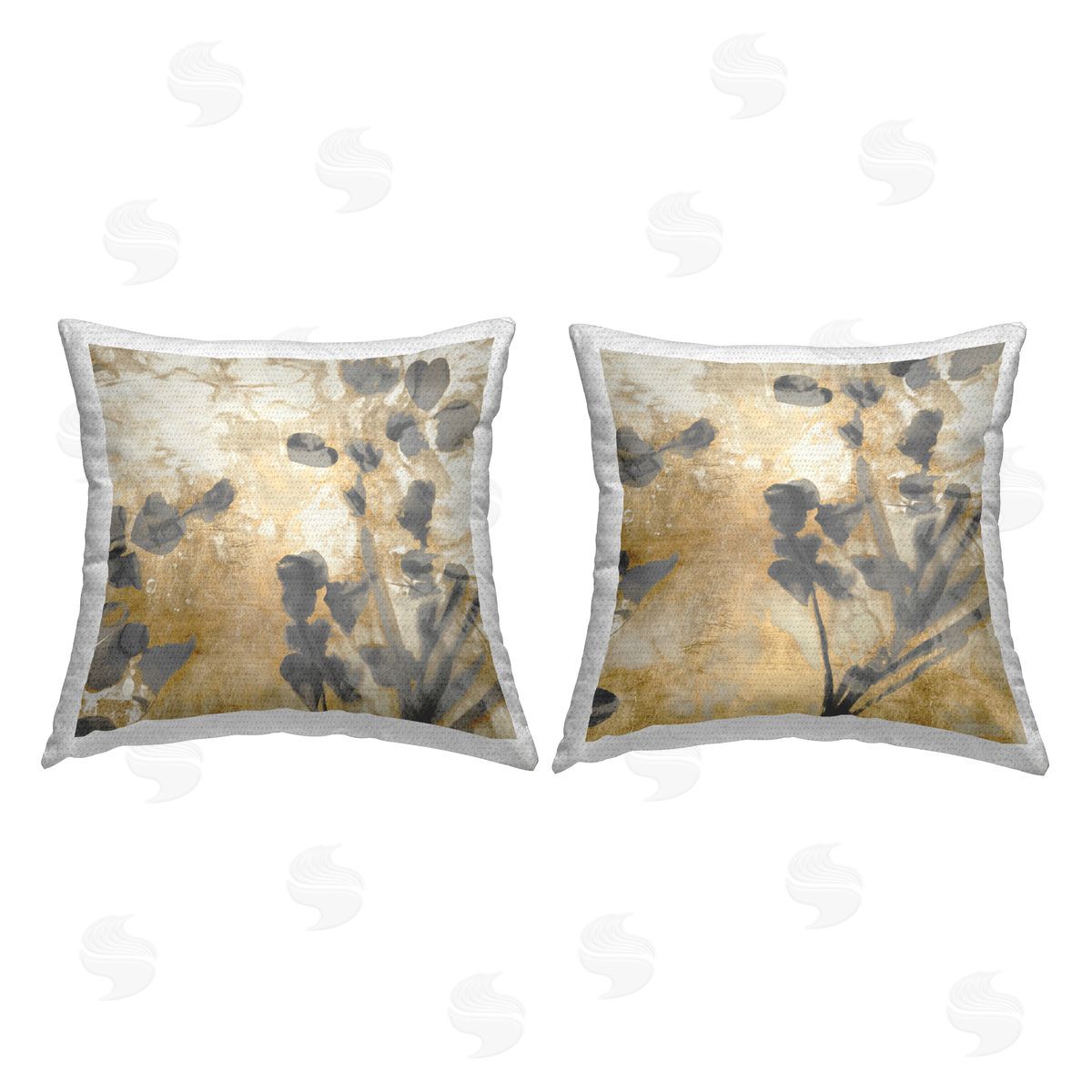 Layered Abstract Botanical Sprigs Outdoor Printed Pillow, Home Decor by Danielle Carson