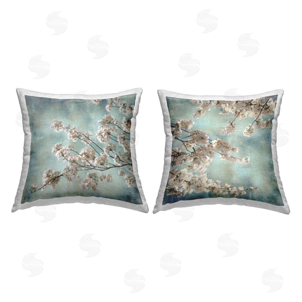 Budding Spring Cherry Blossoms Outdoor Printed Pillow, Home Decor by John Seba