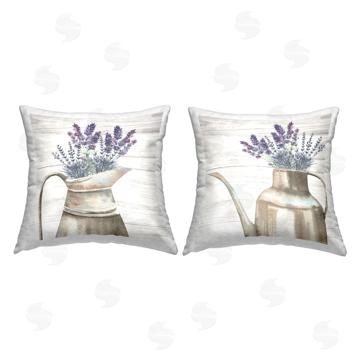 Nicole DeCamp Farmhouse Lavender Bunches Printed Plush Polyester Throw Pillow