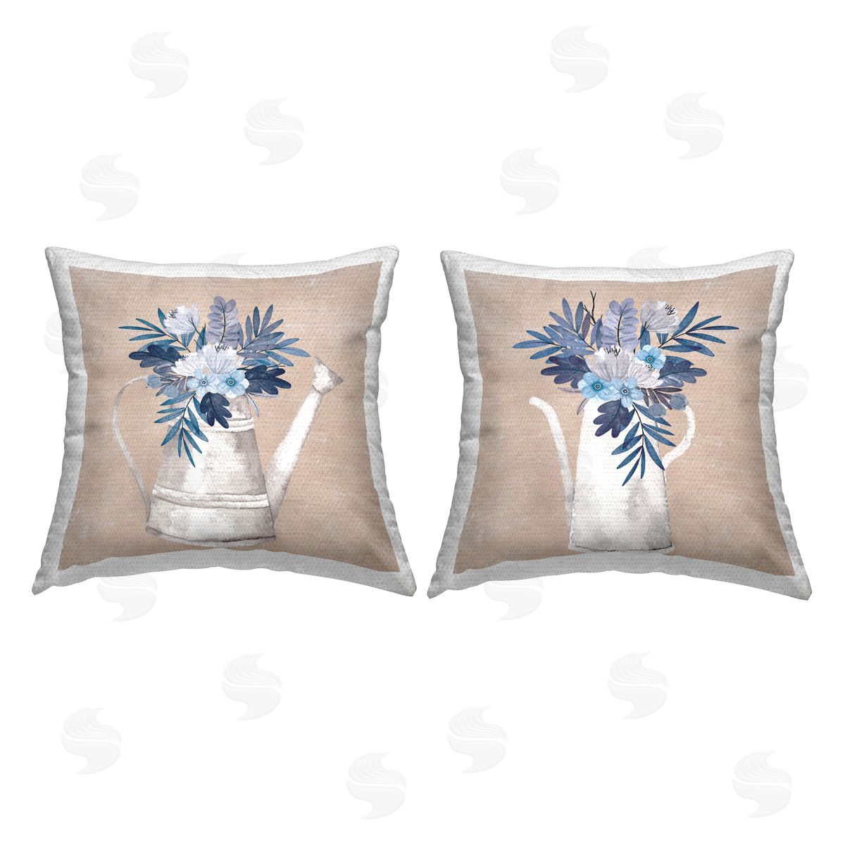 Nicole DeCamp Blue Country Bouquets Patterned Outdoor Quick-Dry Polyester Printed Throw Pillow