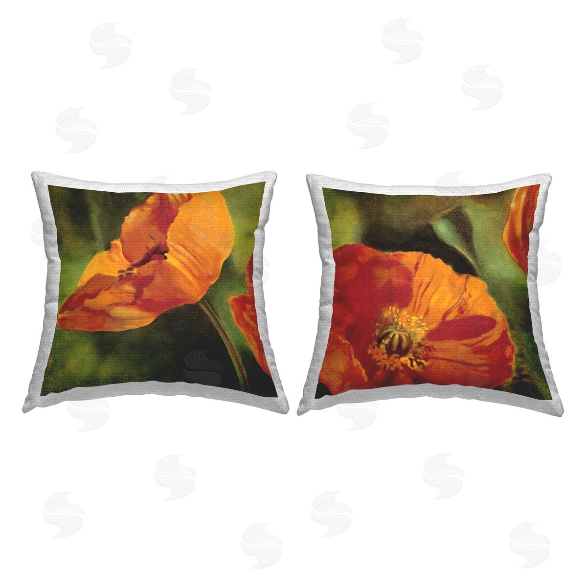 Spring Poppies Orange Blooms Outdoor Printed Pillow, Home Decor by Pierre Viollet