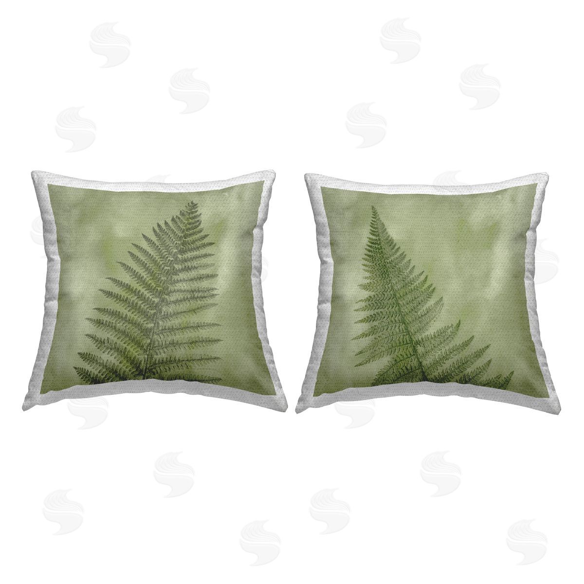 Green Woodland Fern Leaves Outdoor Printed Pillow, Home Decor by Ziwei Li