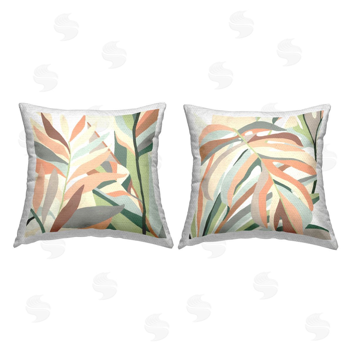 Contemporary Botanical Plant Leaves Outdoor Printed Pillow, Home Decor by June Erica Vess