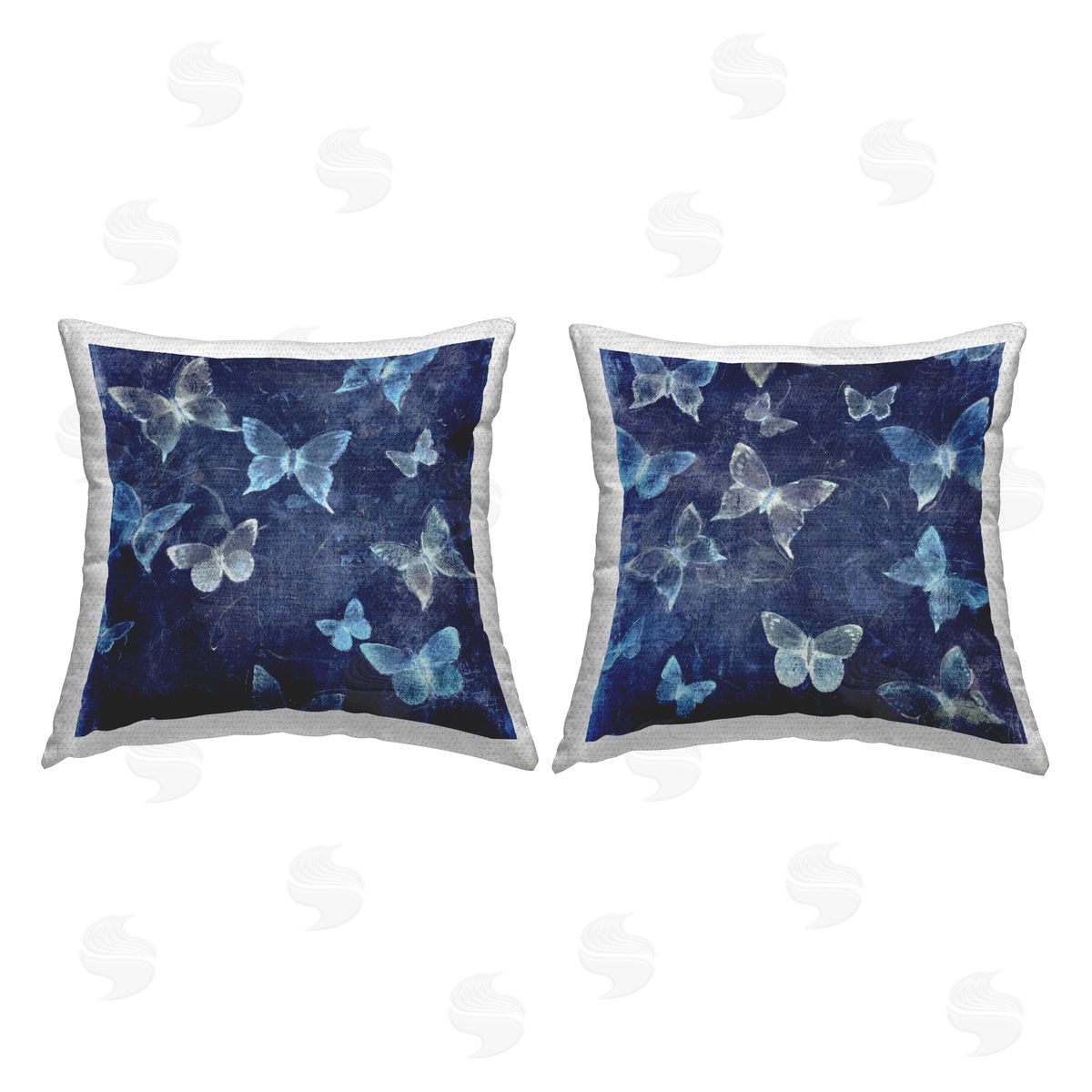 Abstract Modern Blue Butterflies Outdoor Printed Pillow, Home Decor by Tim O'Toole