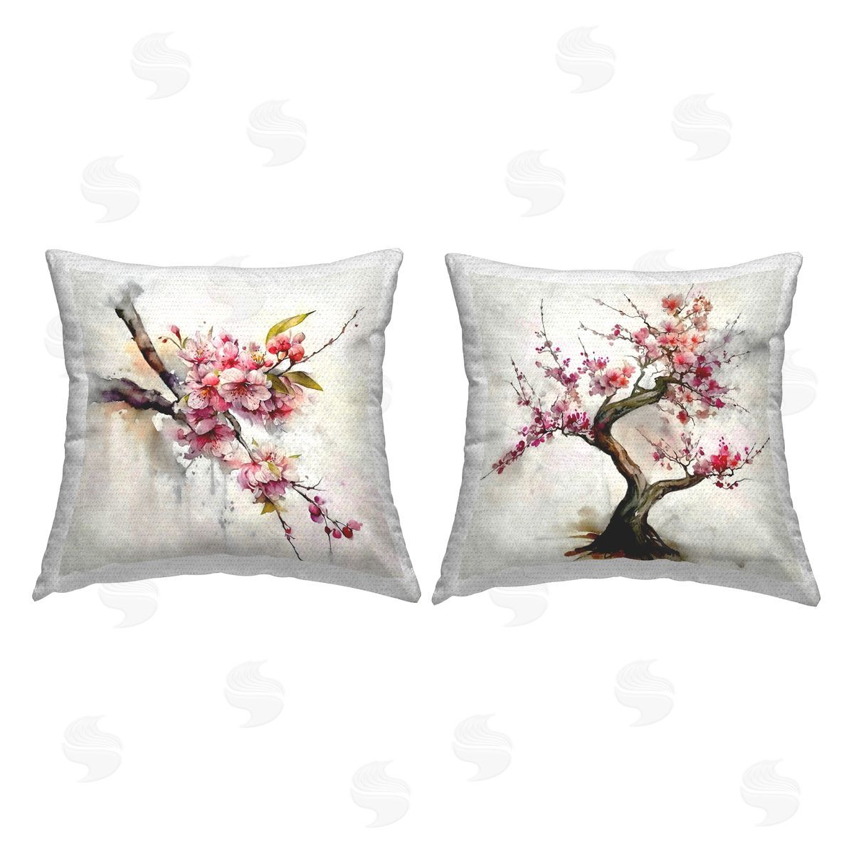 Cherry Blossom Bonsai Floral Blooms Outdoor Printed Pillow, Home Decor by Ziwei Li