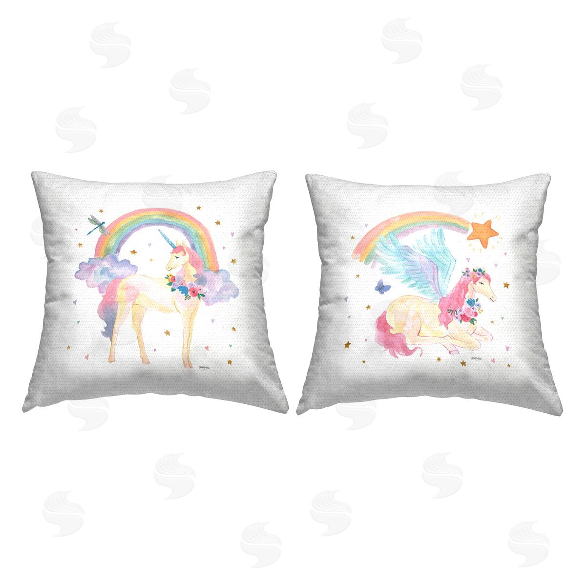 Magical Friends & Rainbows Outdoor Printed Pillow, Home Decor by Jenaya Jackson
