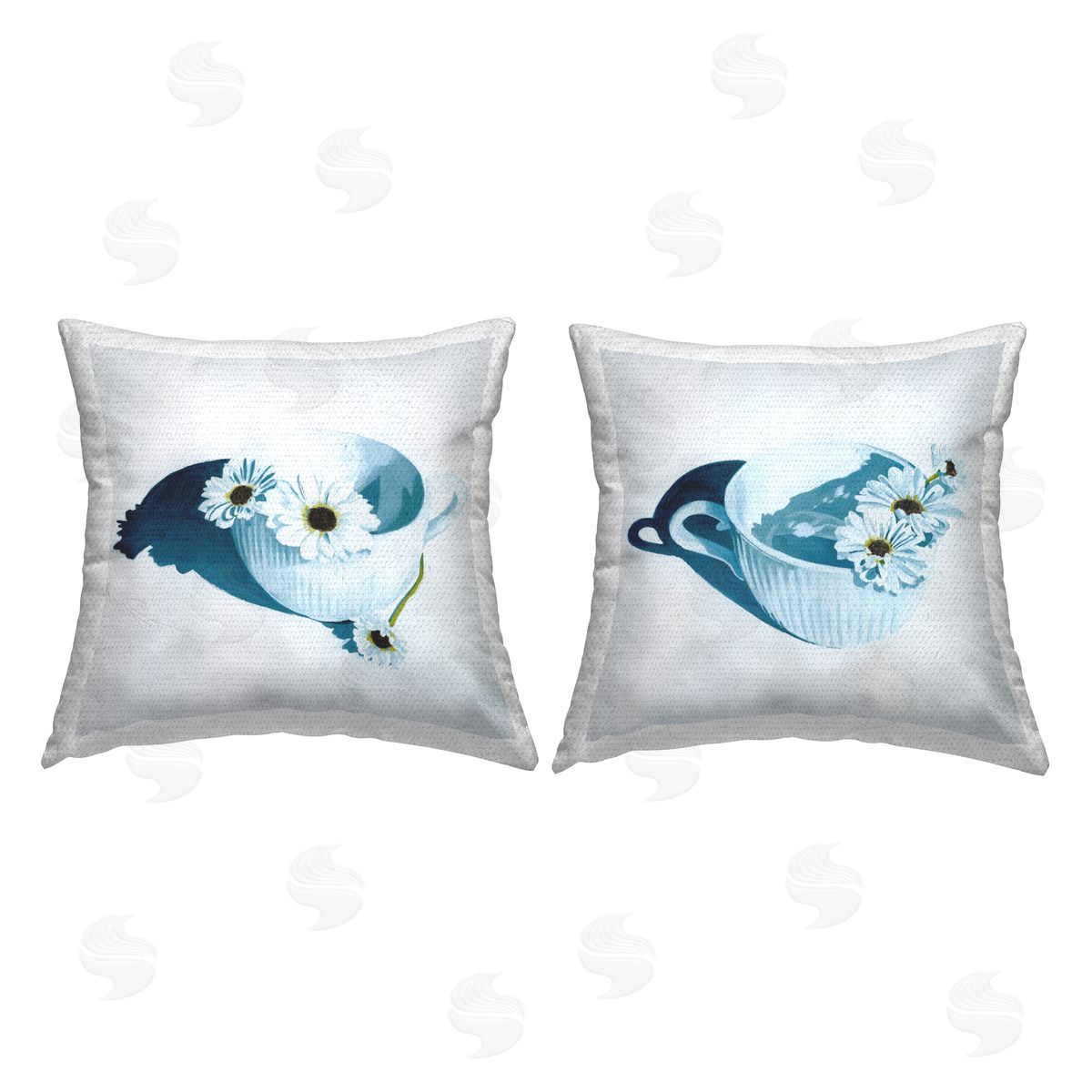 Country Daisies in Teacups Outdoor Printed Pillow, Home Decor by Grace Popp