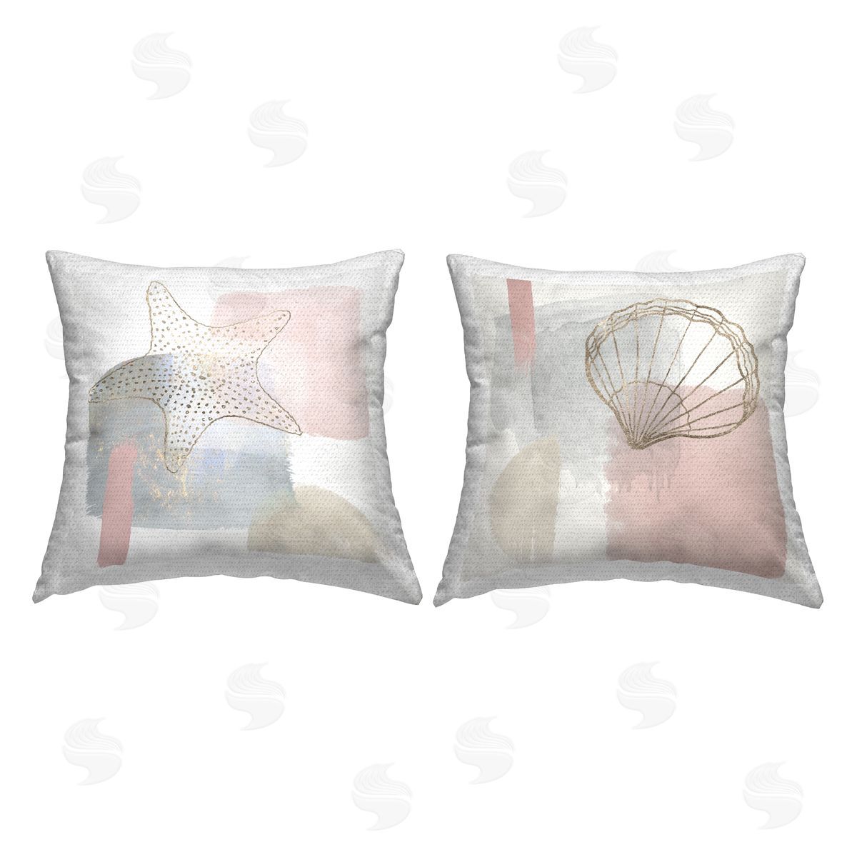 Pastel Sea Life Collage Outdoor Printed Pillow, Home Decor by Christine Zalewski