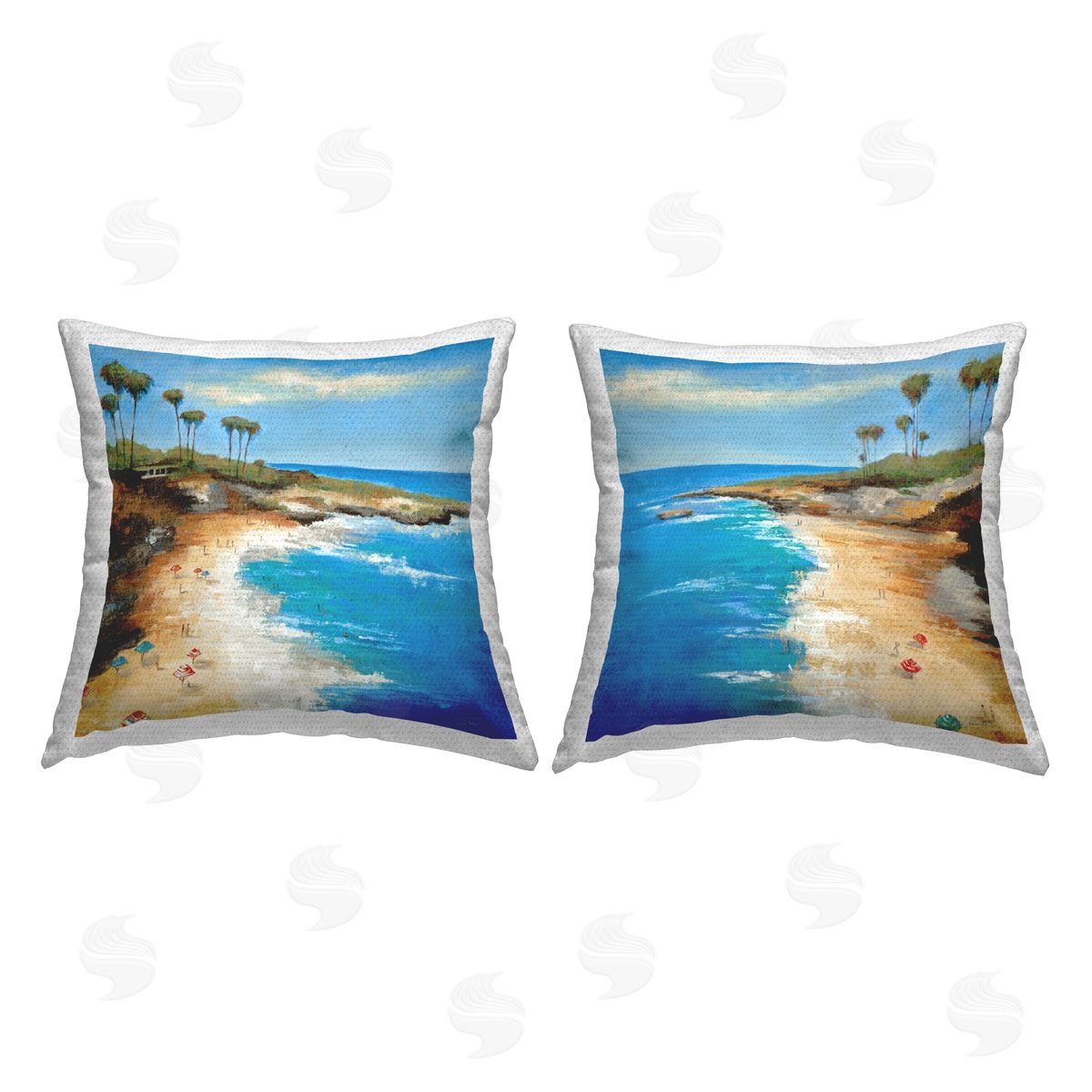 Tropical Beach Inlet Landscape Outdoor Printed Pillow, Home Decor by Liz Jardine