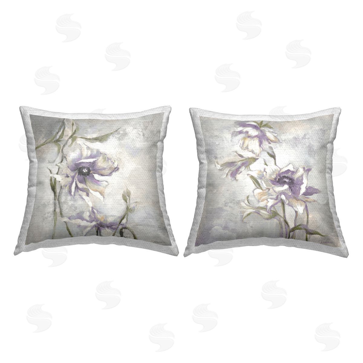 Purple Traditional Blossoms Outdoor Printed Pillow, Home Decor by Liz Jardine