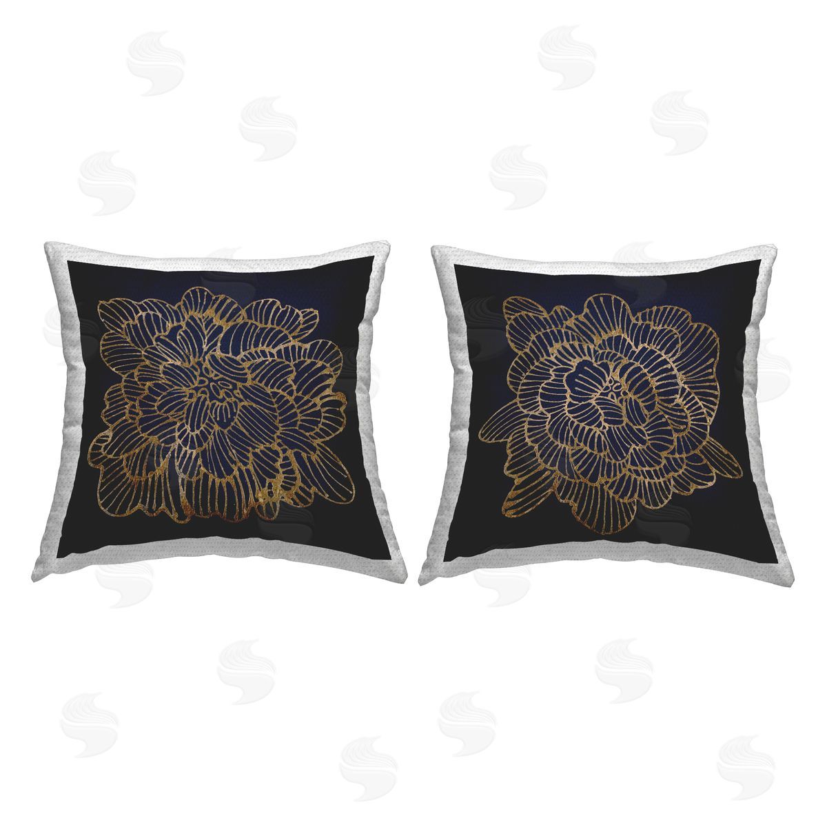 Black & Glam Blossoms Outdoor Printed Pillow, Home Decor by Liz Jardine