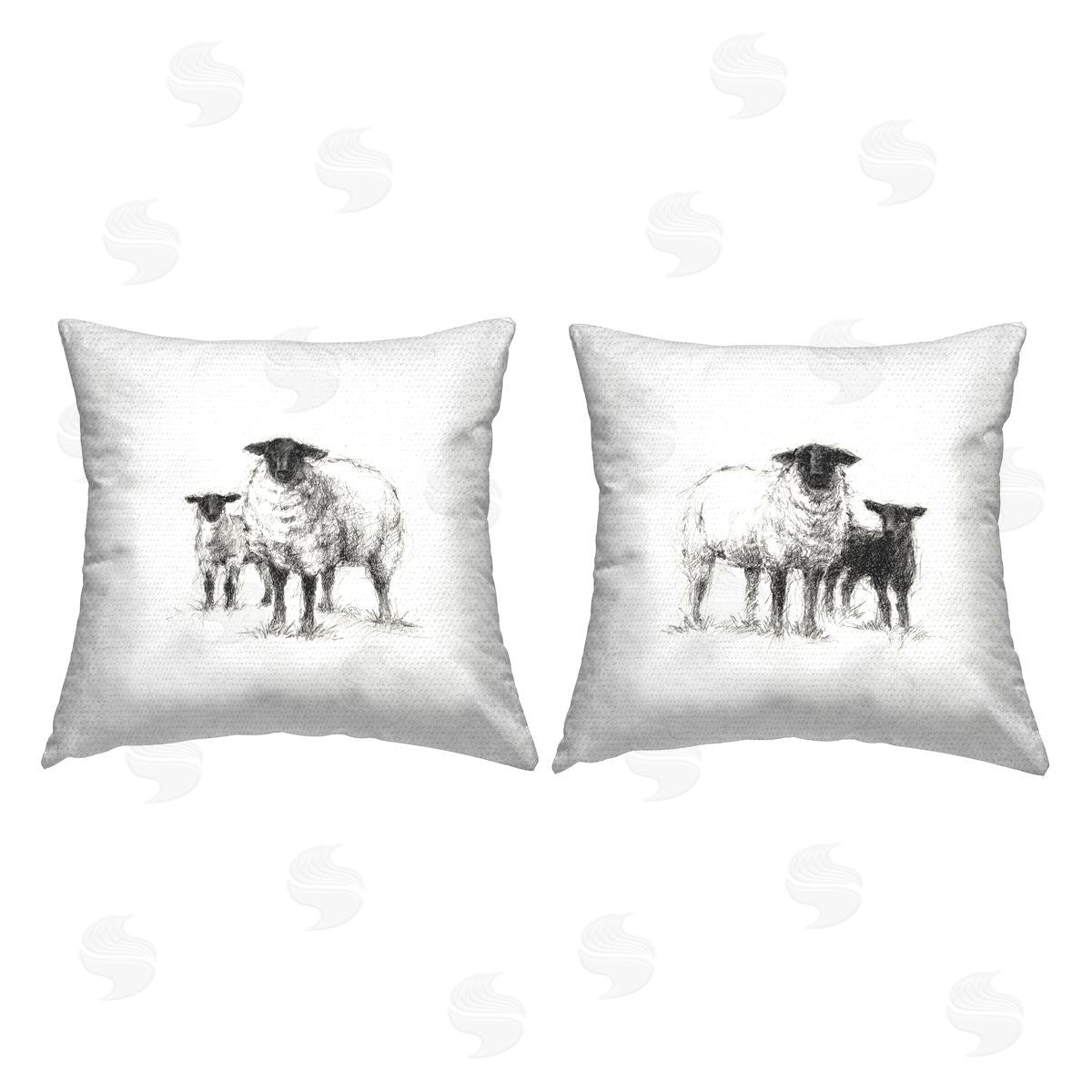 Minimal Sheep on White Outdoor Printed Pillow, Home Decor by Ethan Harper