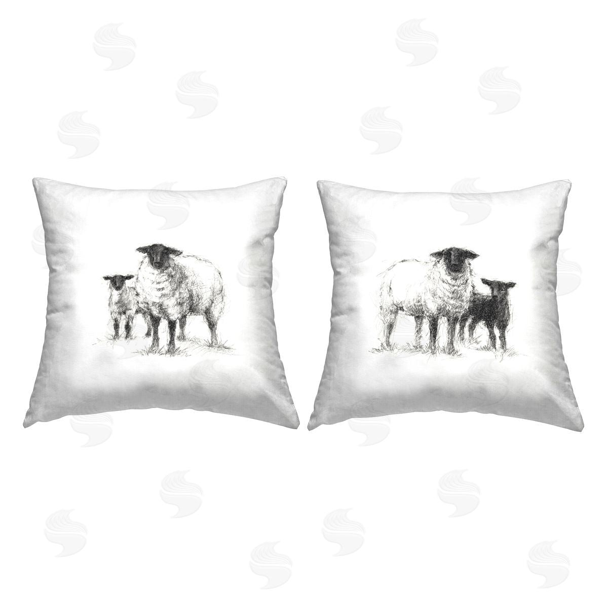 Minimal Sheep on White Decorative Printed Pillow, Home Decor by Ethan Harper