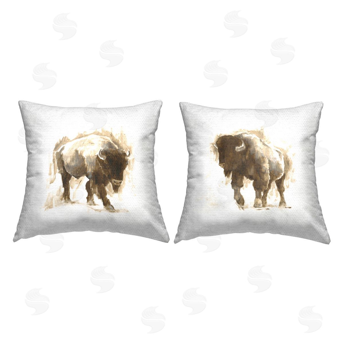 Abstract Brown Bison Outdoor Printed Pillow, Home Decor by Ethan Harper
