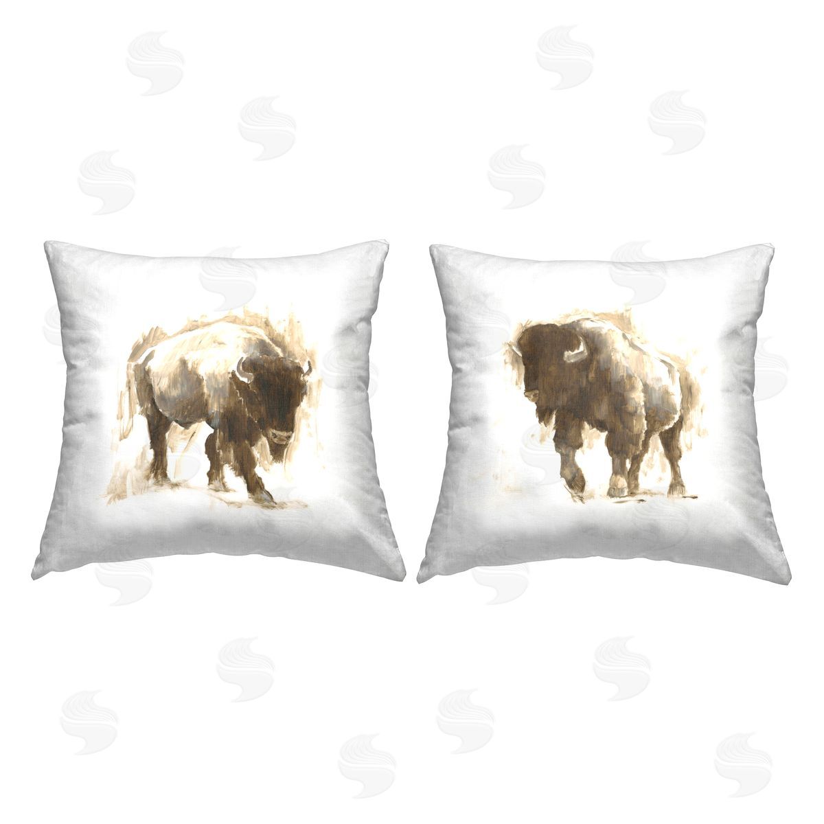 Abstract Brown Bison Decorative Printed Pillow, Home Decor by Ethan Harper