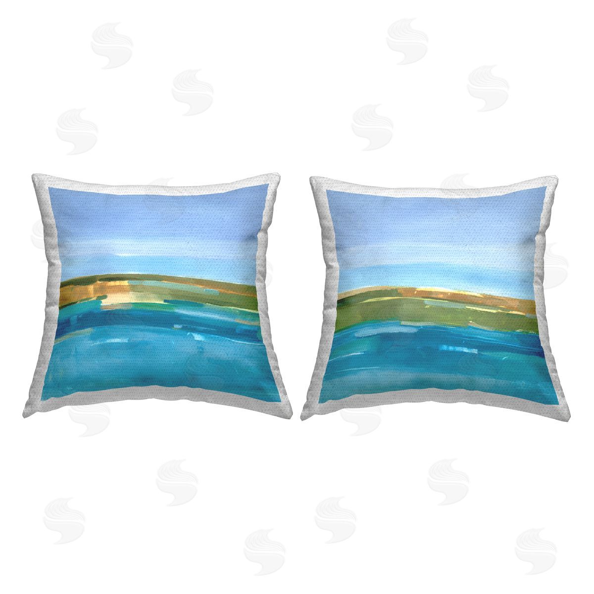 Abstract Ocean Landscape Outdoor Printed Pillow, Home Decor by Ethan Harper