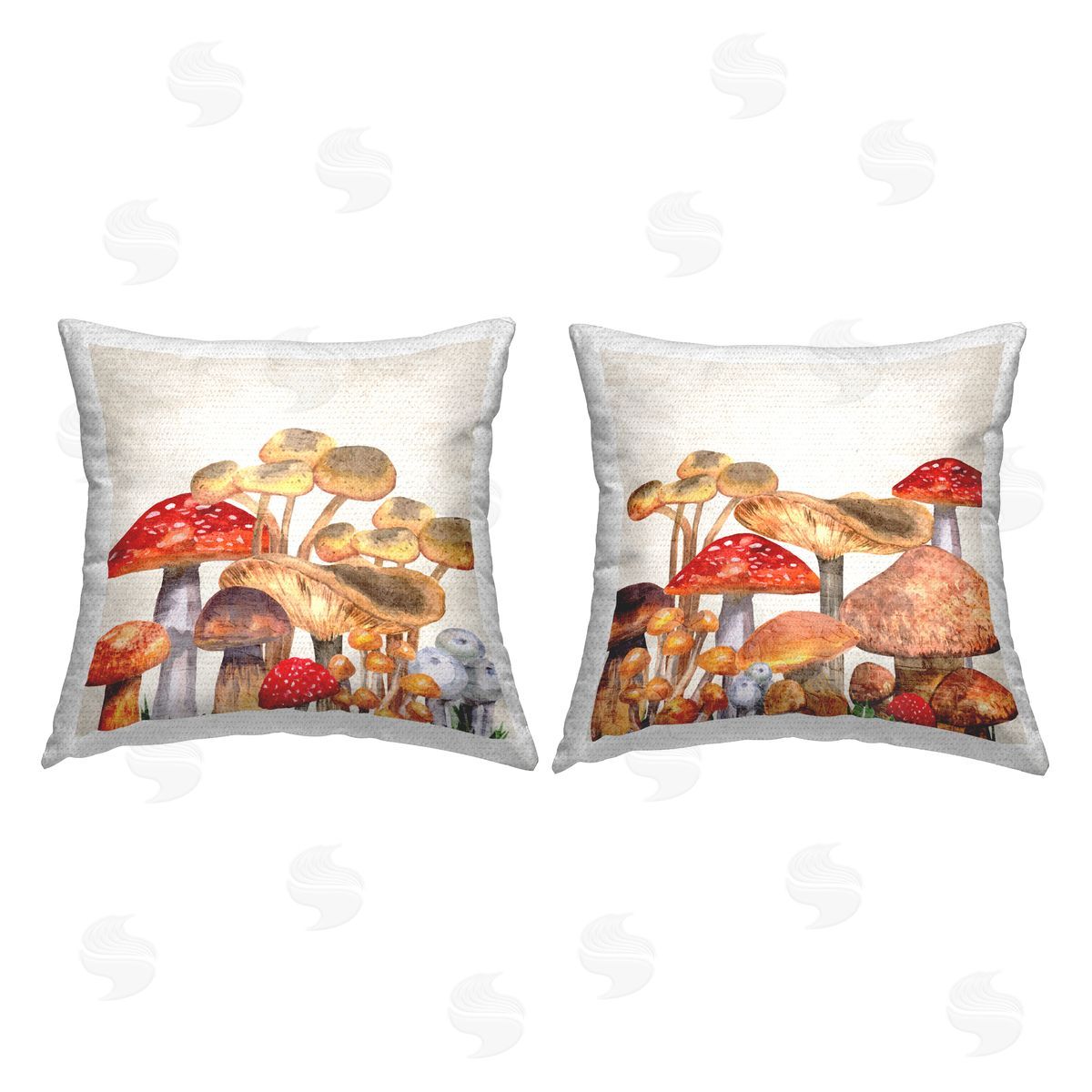 Varied Forest Mushrooms Outdoor Printed Pillow, Home Decor by Kim Allen