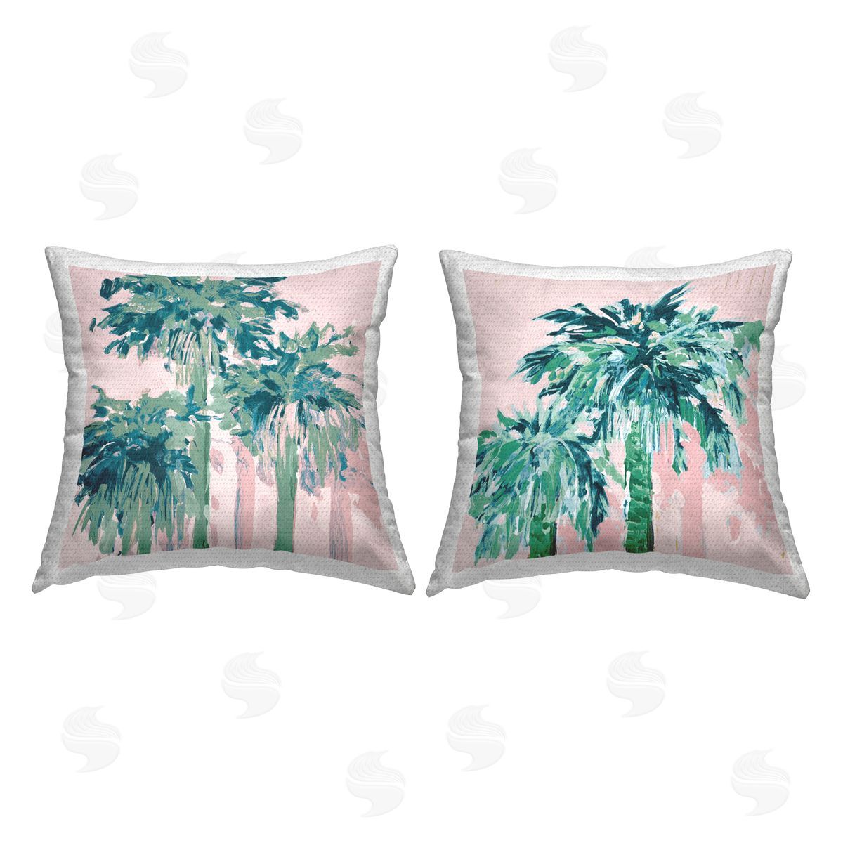 Abstract Palm Trees on Pink Outdoor Printed Pillow, Home Decor by Jane Slivka