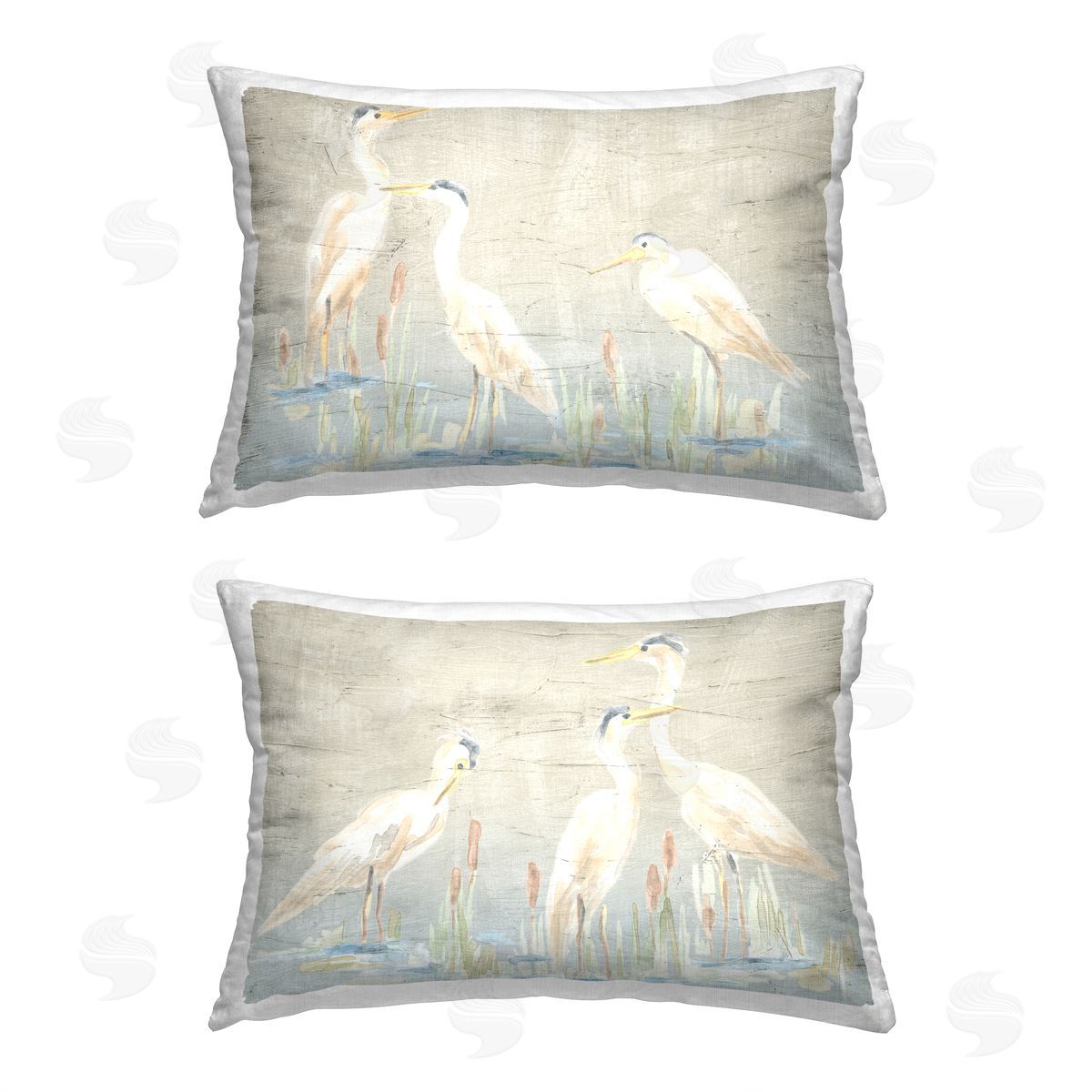 June Erica Vess Nautical Heron Birds Printed Plush Polyester Throw Pillow