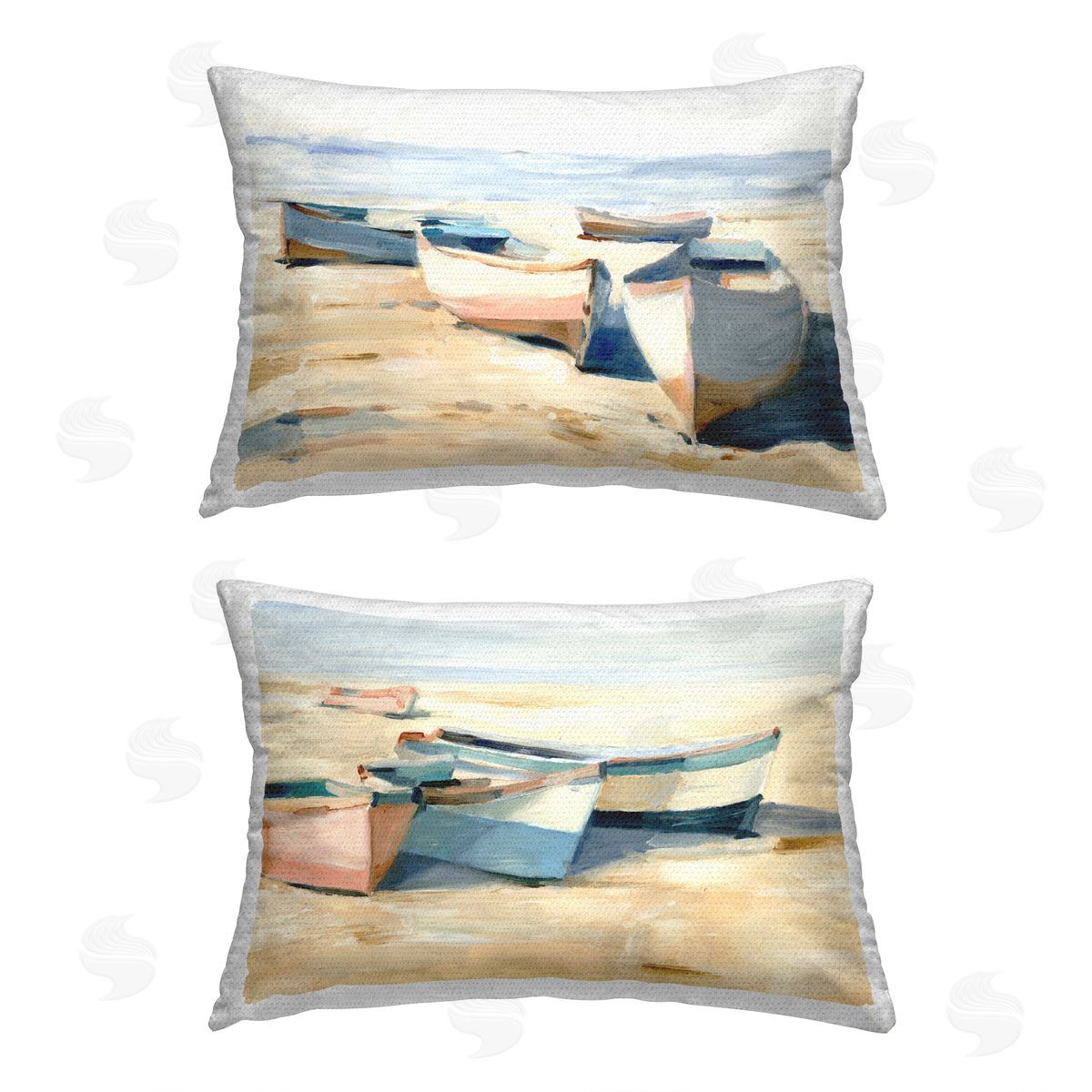Ethan Harper Maritime Beach Boats Outdoor Quick-Dry Polyester Printed Throw Pillow