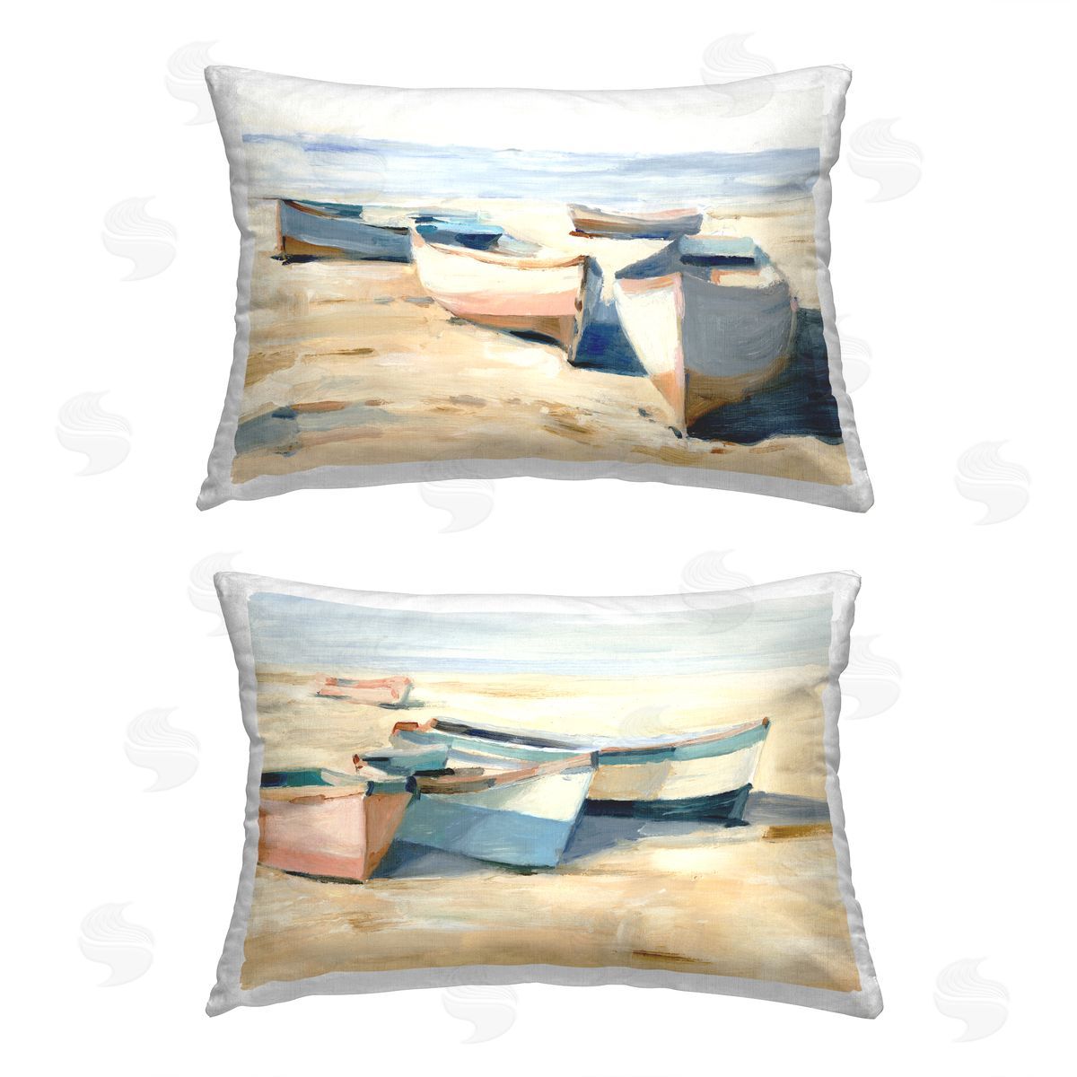 Ethan Harper Maritime Beach Boats Printed Plush Polyester Throw Pillow