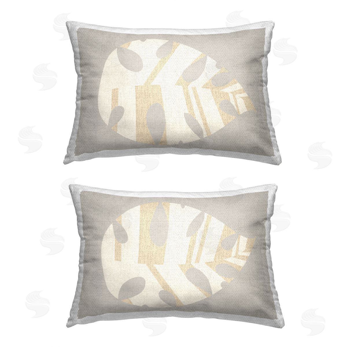 Daphne Polselli Grey Modern Leaves Outdoor Quick-Dry Polyester Printed Throw Pillow