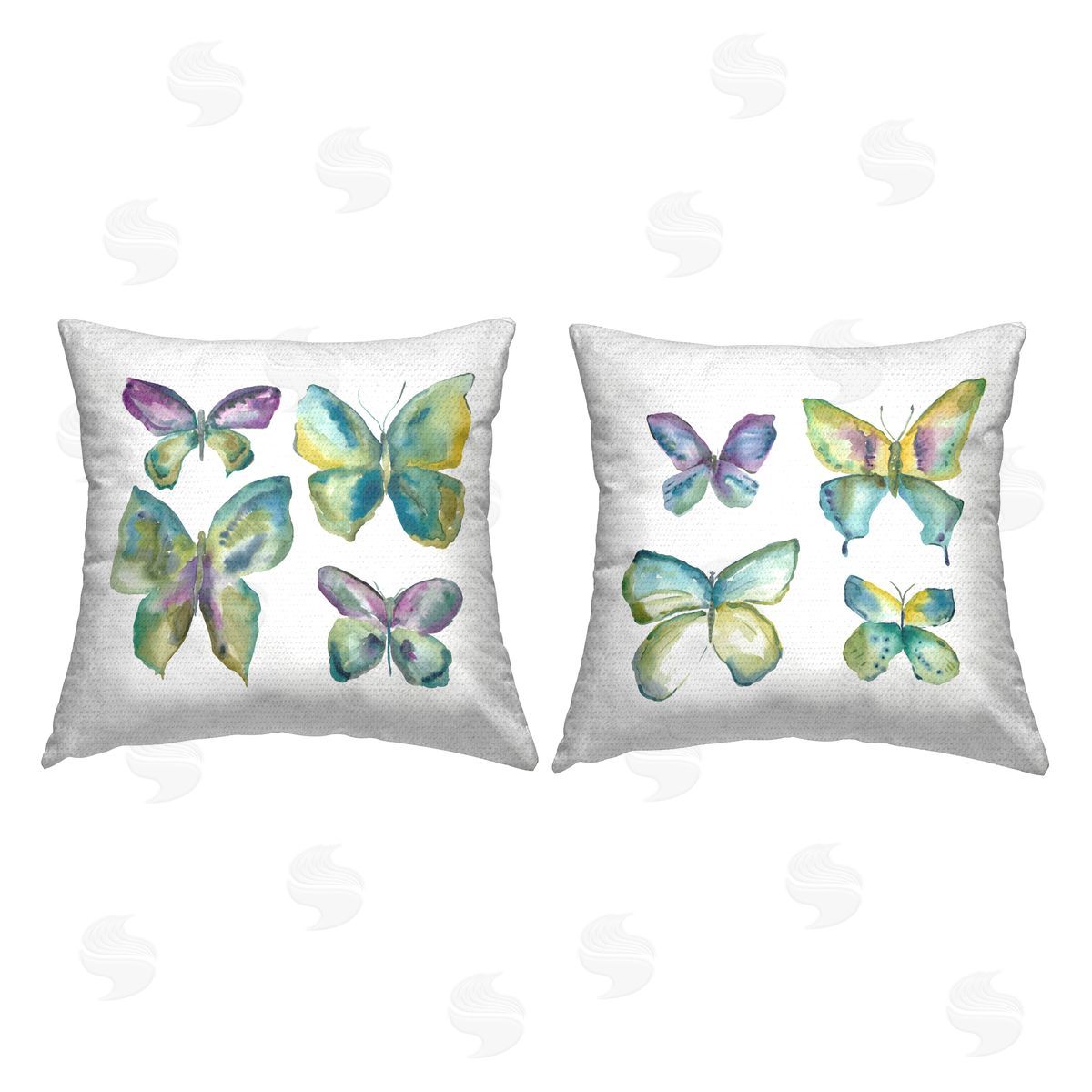 Abstract Butterflies on White Outdoor Printed Pillow, Home Decor by Chariklia Zarris