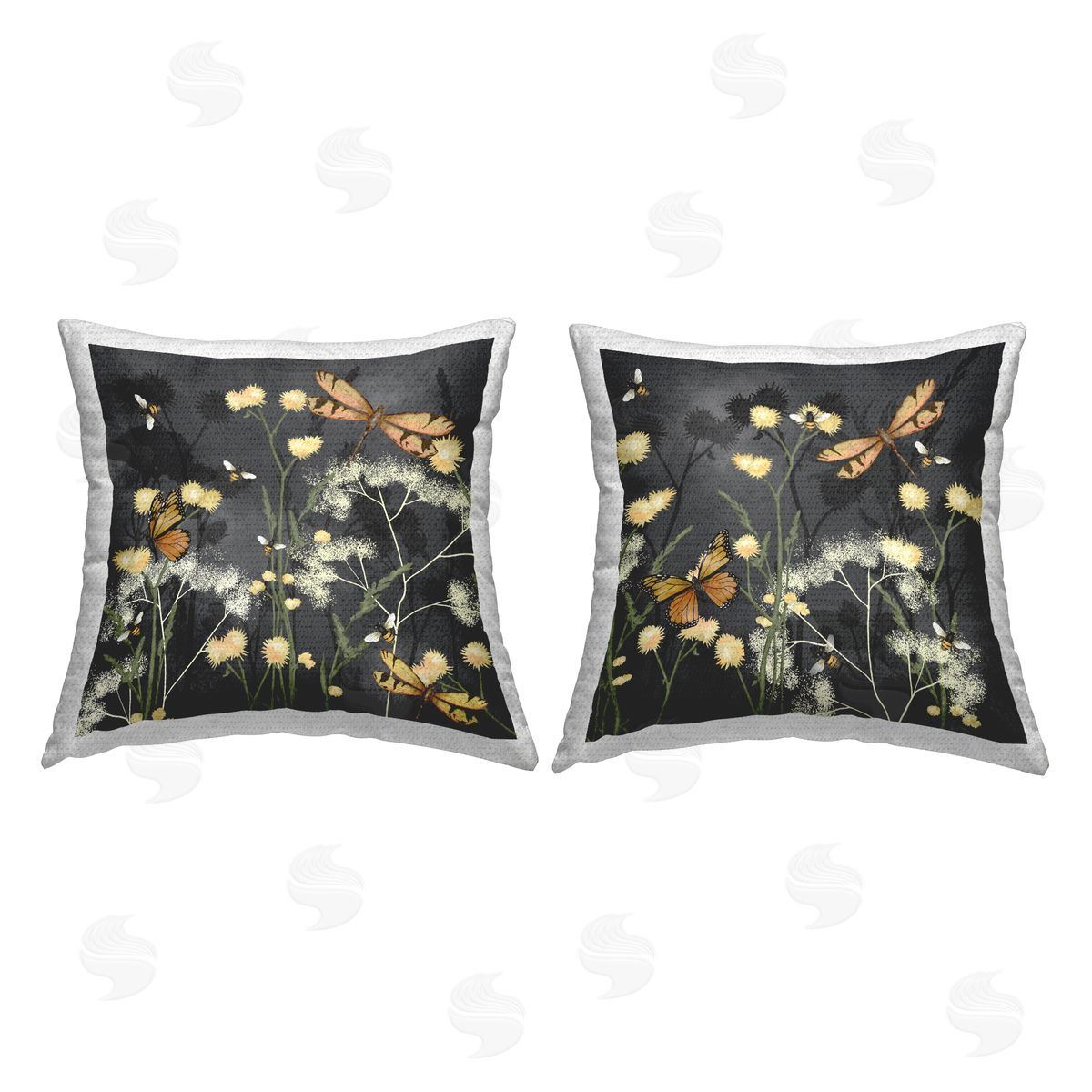 Meadows on Grey Outdoor Printed Pillow, Home Decor by Jade Reynolds
