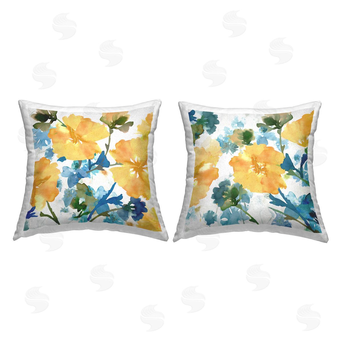 Modern Yellow Flowers Decorative Printed Pillow, Home Decor by Flora Kouta