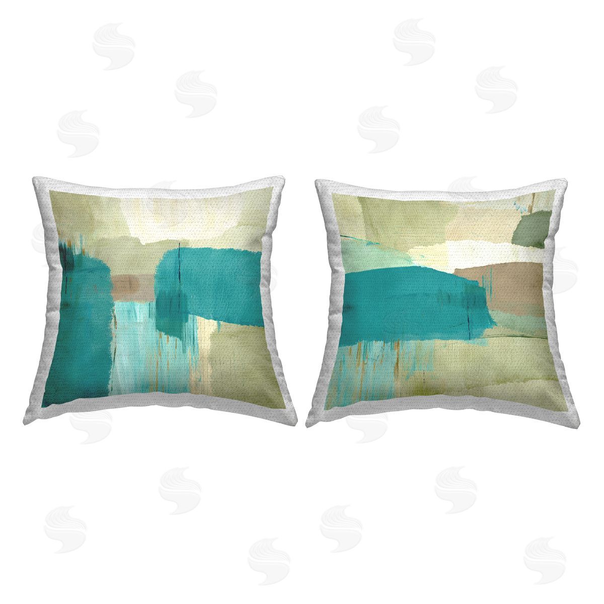 Teal Geometric Abstract Outdoor Printed Pillow, Home Decor by Flora Kouta
