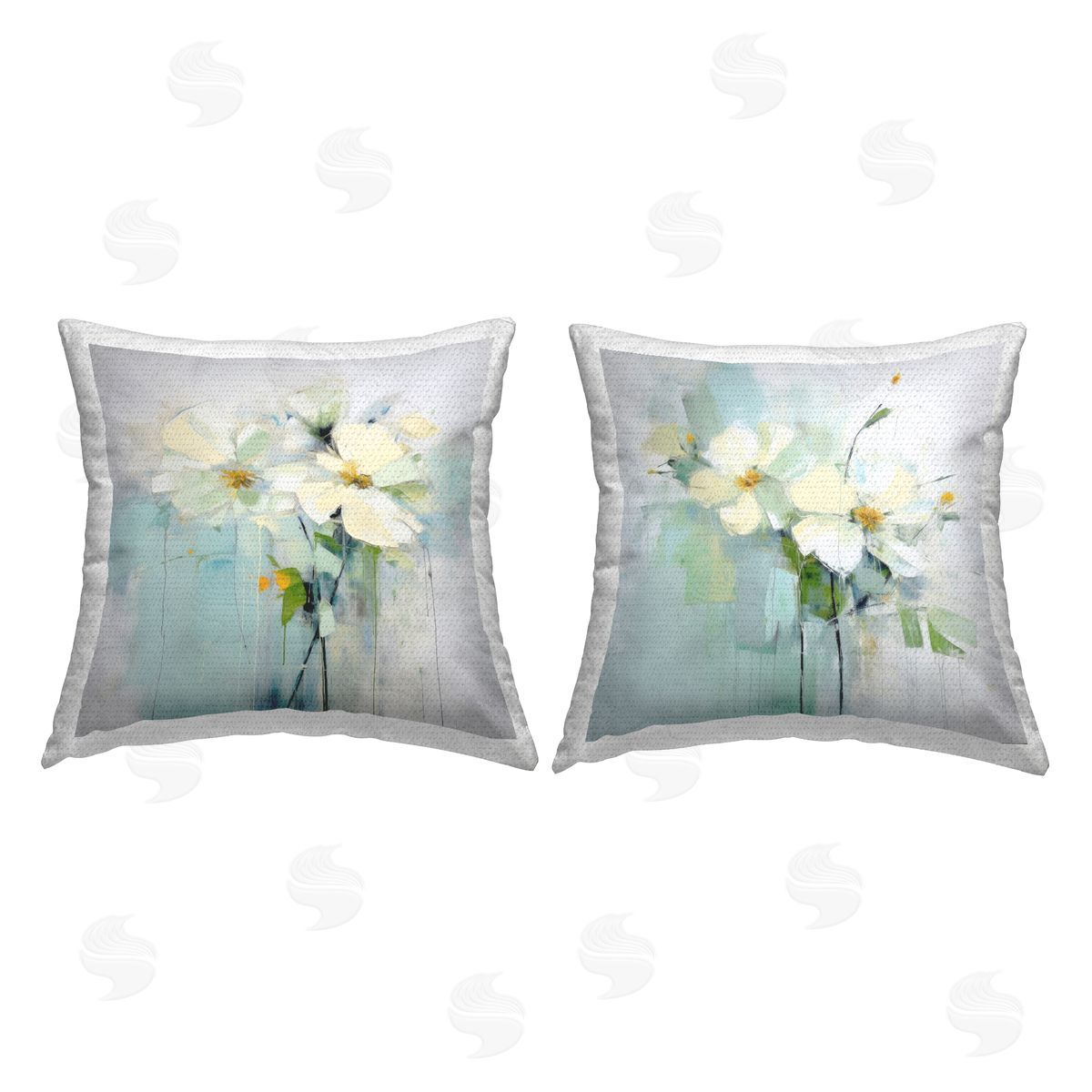 Muted White Blooms Outdoor Printed Pillow, Home Decor by Irena Orlov