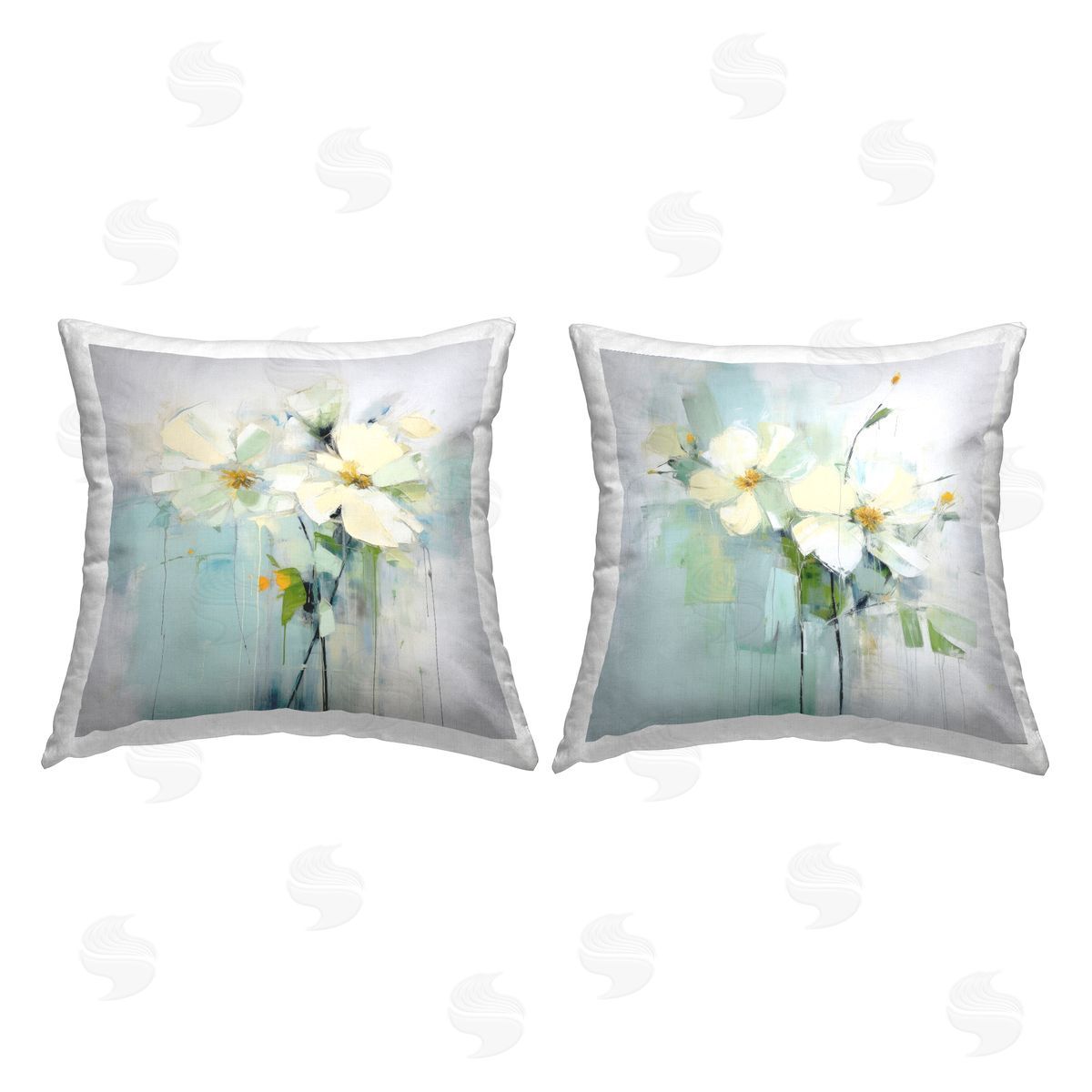 Muted White Blooms Decorative Printed Pillow, Home Decor by Irena Orlov